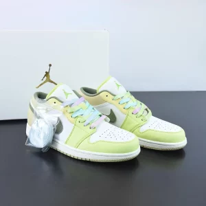 Air Jordan 1 Low Sail White/Oil Green/Light Lime Yellow FD9906-131 (W)